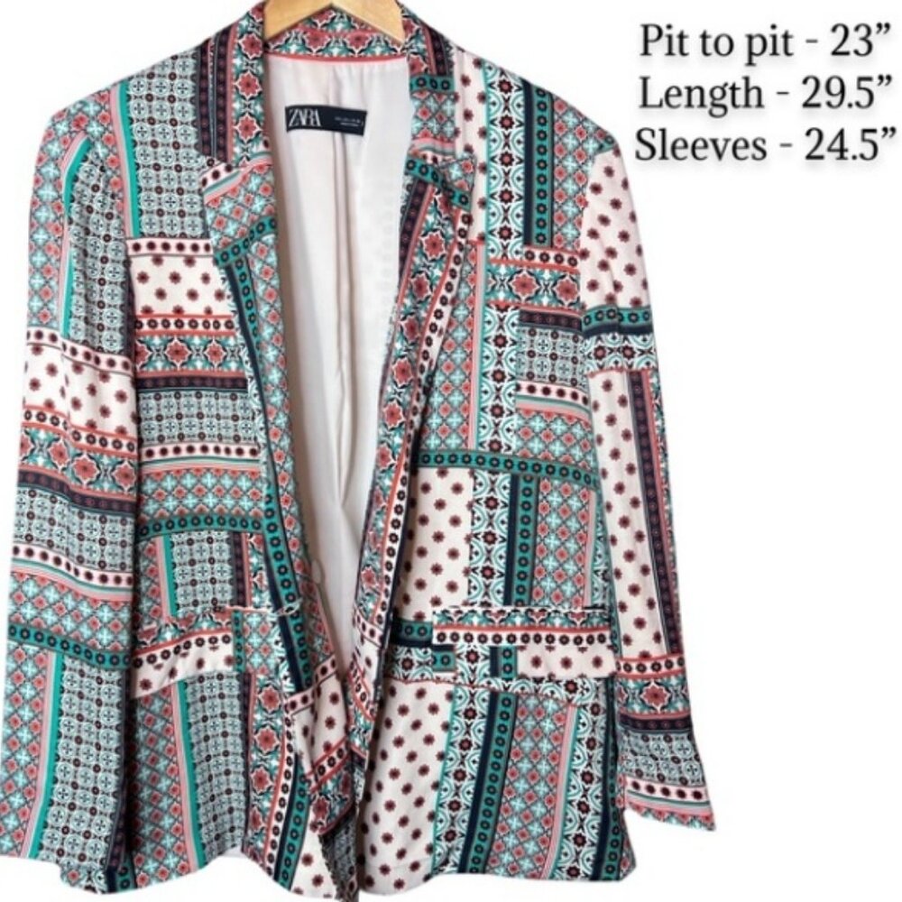 Zara Lightweight Patchwork Mosaic Tile Print Suit, Size Large, EUC - Picture 10 of 12